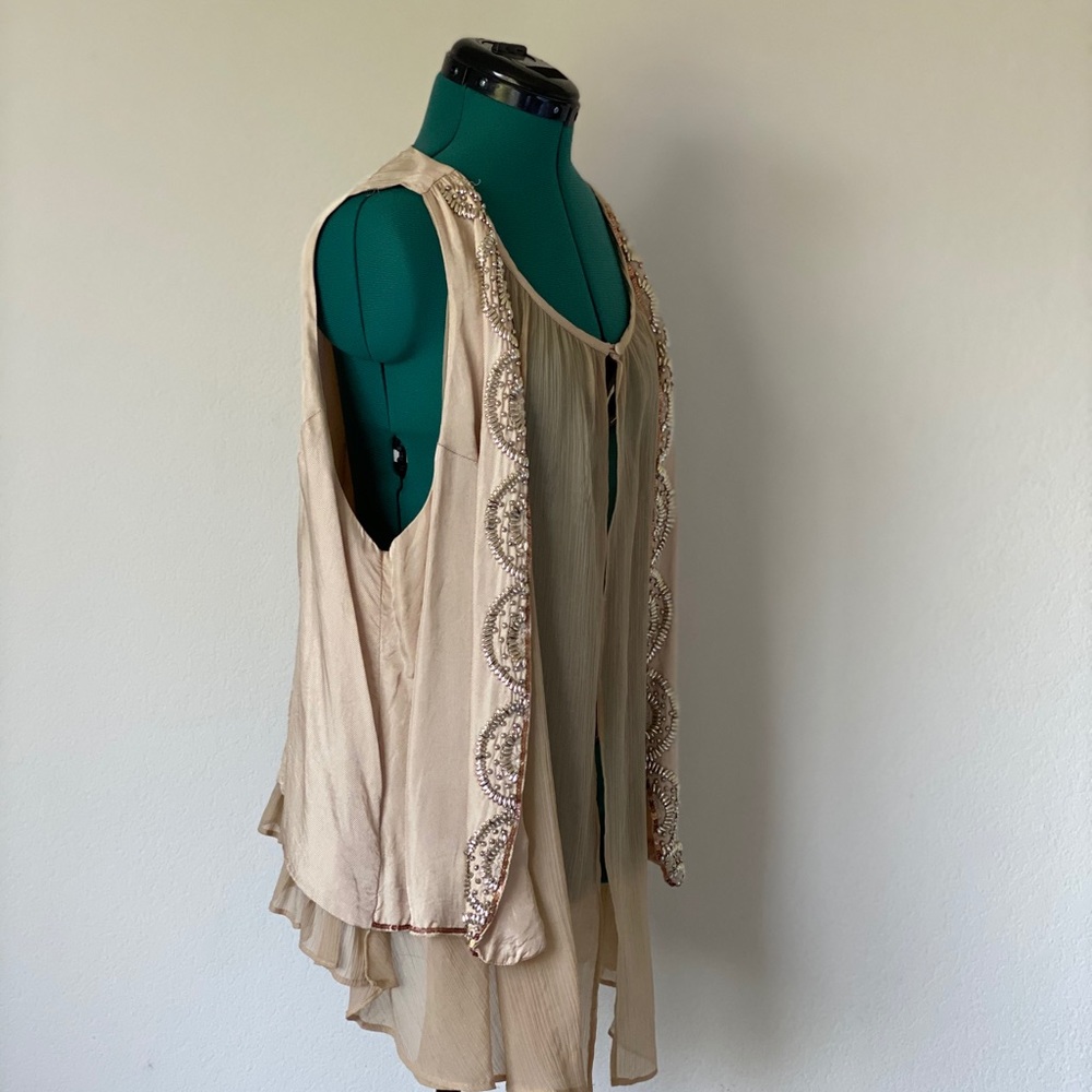 IMAN Beige Golden Vest Jacket  size 1X - Picture 4 of 10